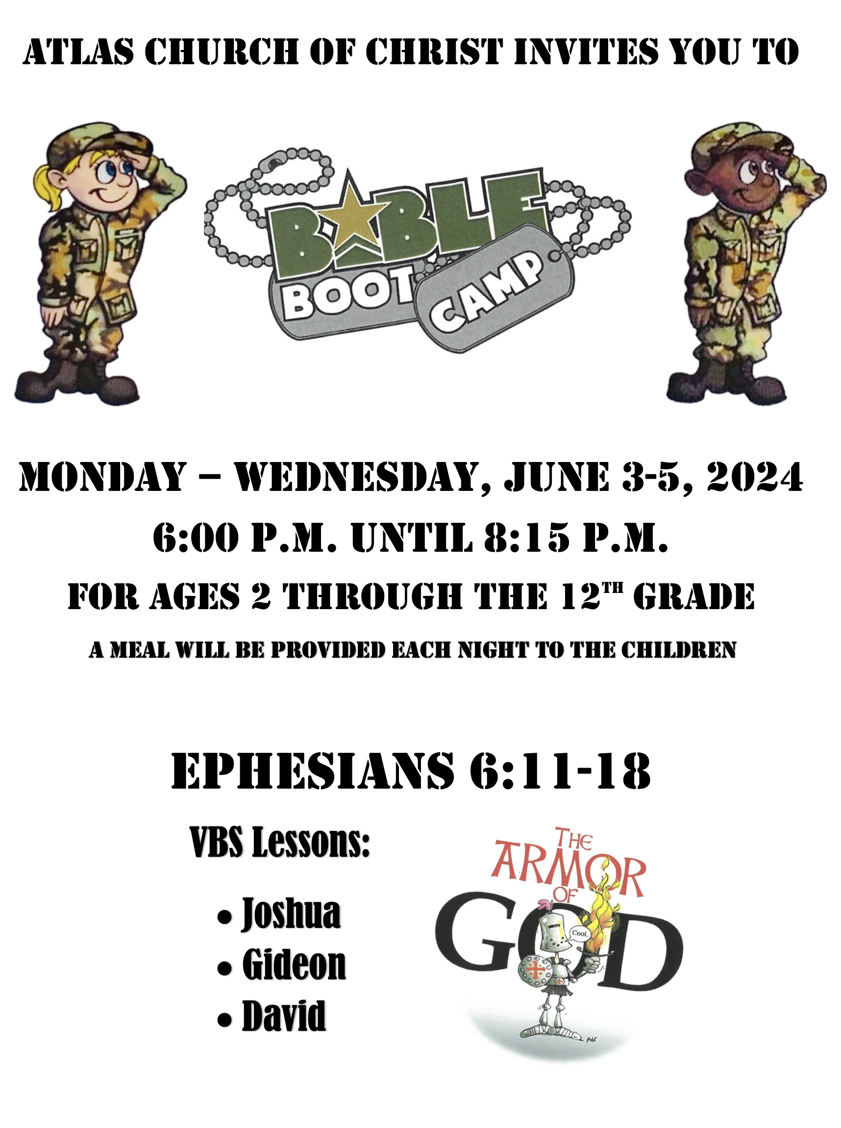 Click here for Vacation Bible School info.